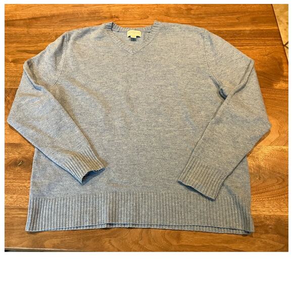 Banana Republic Mens Large, 100% Lambswool Sweater Blue, V-Neck, Preppy, Warm - Picture 5 of 8